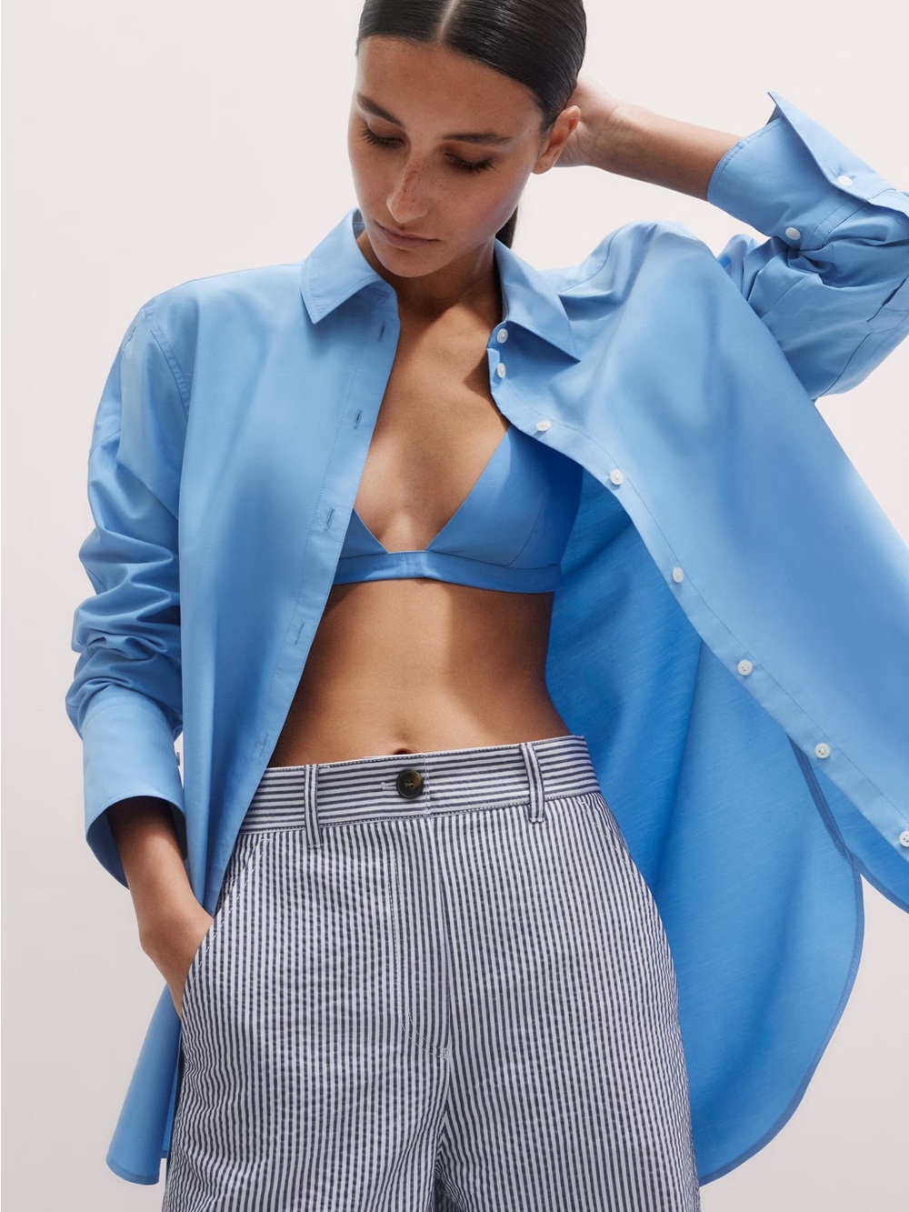 ME+EM Italian Cotton Shirt Bralette